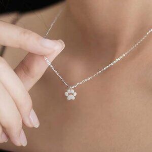 NWOT Animal Paw Pet Choker Necklace In Silver